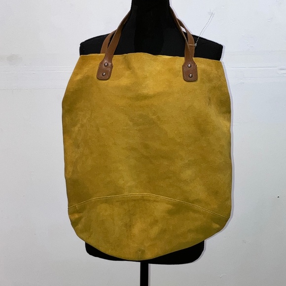 Mustard, yellow suede hobo bag - Picture 1 of 7
